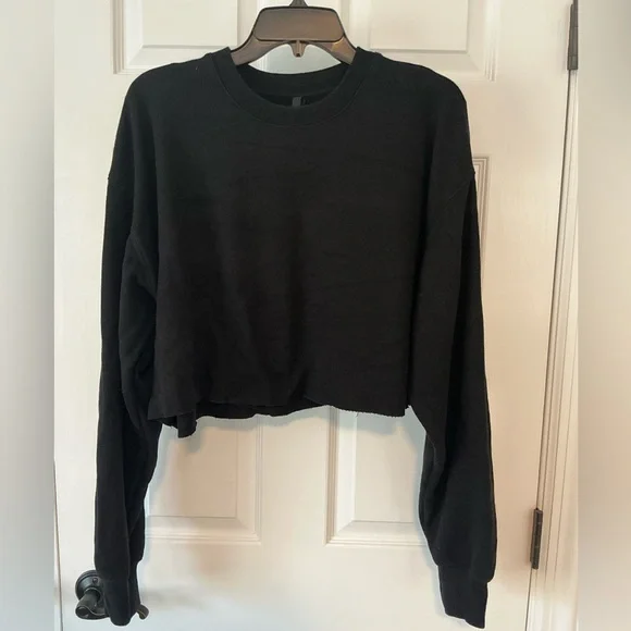 SKIMS Cotton Fleece Cropped CrewneckOnyxSize M